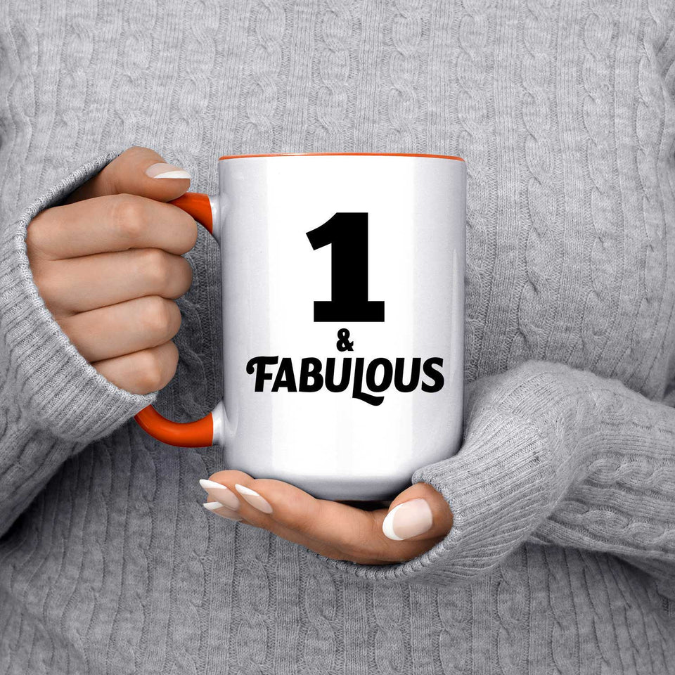 1st Birthday 1 & Fabulous - 15oz Accent Mug Orange