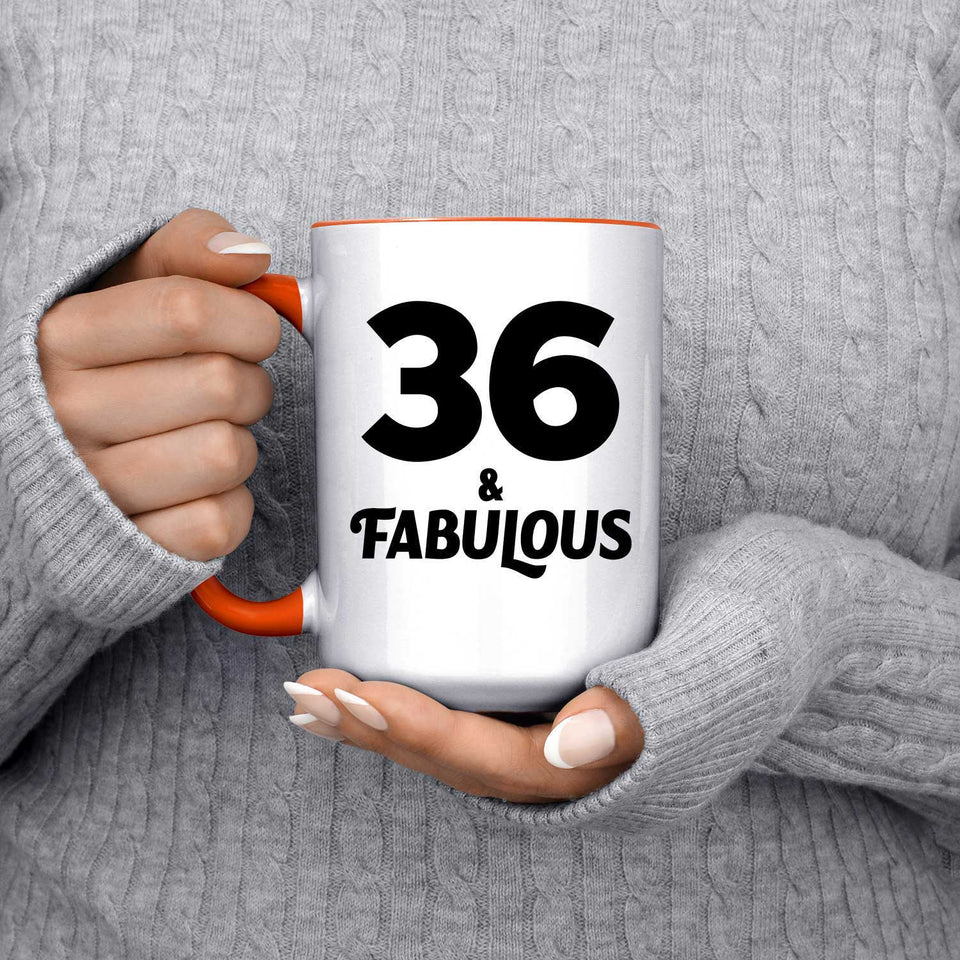 36th Birthday 36 & Fabulous - 15oz Accent Mug Orange