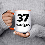 37th Birthday 37 & Fabulous - 15oz Accent Mug Orange