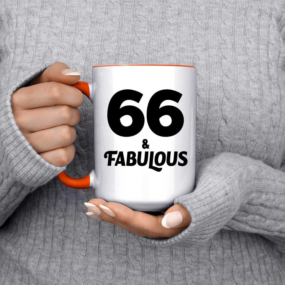 66th Birthday 66 & Fabulous - 15oz Accent Mug Orange