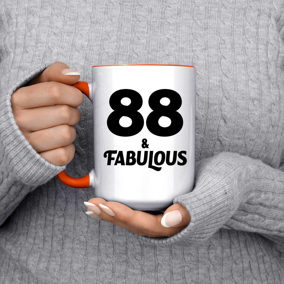 88th Birthday 88 & Fabulous - 15oz Accent Mug Orange