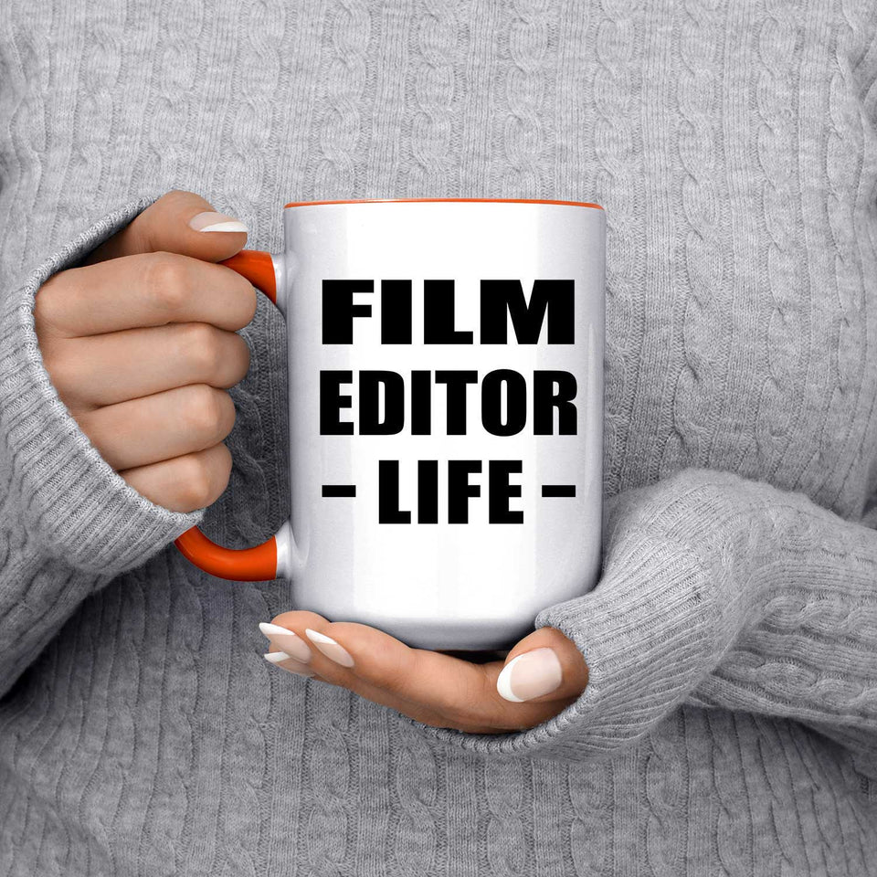 Film Editor Life - 15oz Accent Mug Orange
