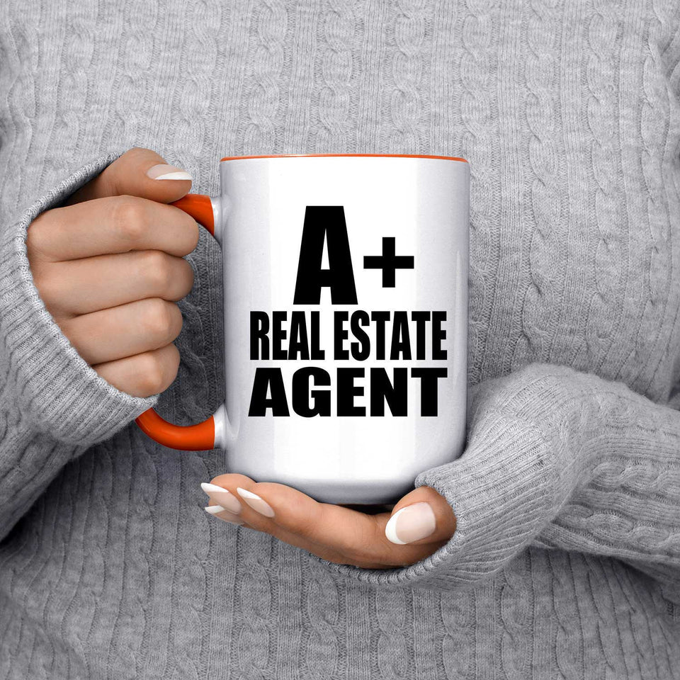 A+ Real Estate Agent - 15oz Accent Mug Orange