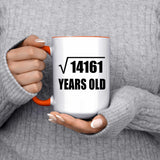 119th Birthday Square Root of 14161 Years Old - 15oz Accent Mug Orange