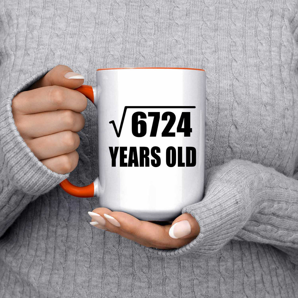 82nd Birthday Square Root of 6724 Years Old - 15oz Accent Mug Orange