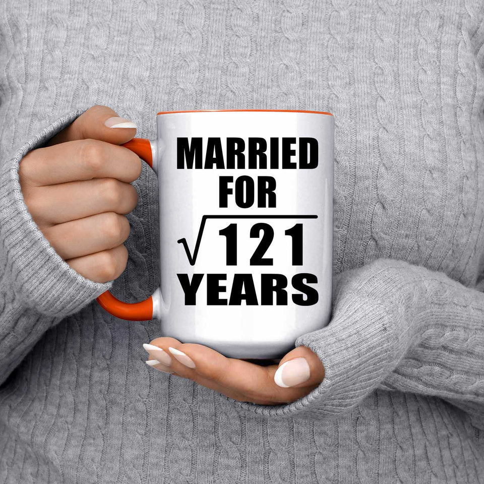11th Anniversary Married For Square Root of 121 Years - 15oz Accent Mug Orange