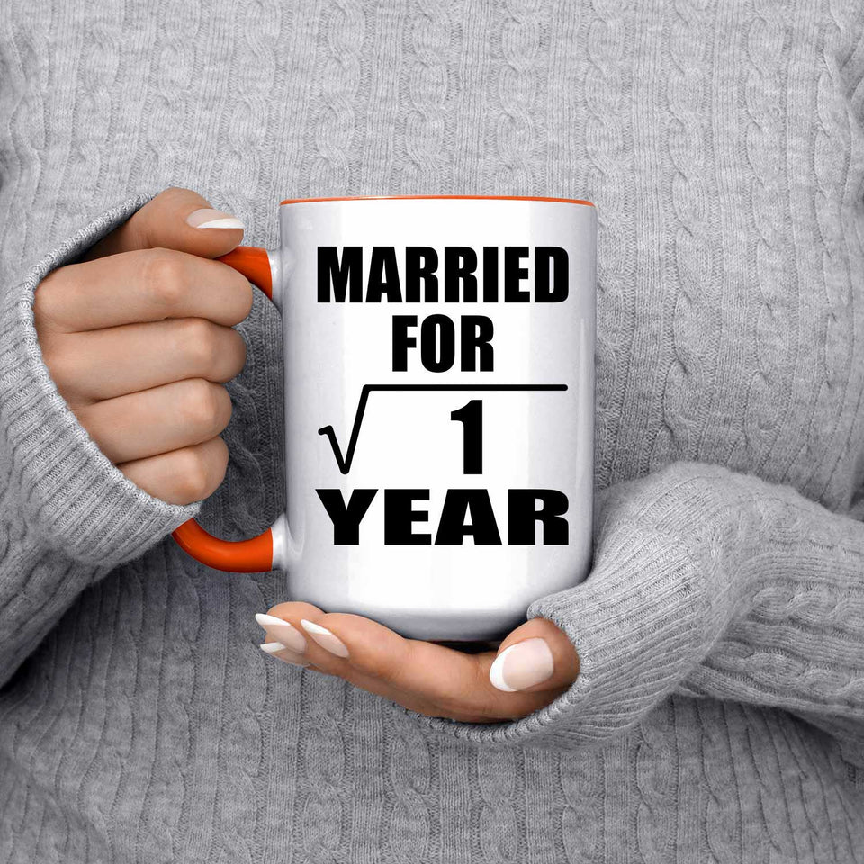 1st Anniversary Married For Square Root of 1 Year - 15oz Accent Mug Orange
