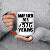 24th Anniversary Married For Square Root of 576 Years - 15oz Accent Mug Orange
