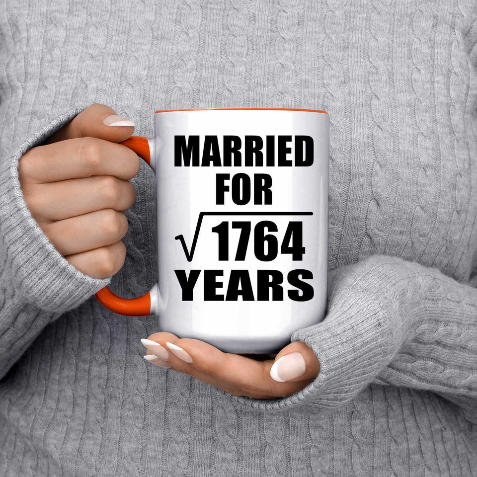 42nd Anniversary Married For Square Root of 1764 Years - 15oz Accent Mug Orange