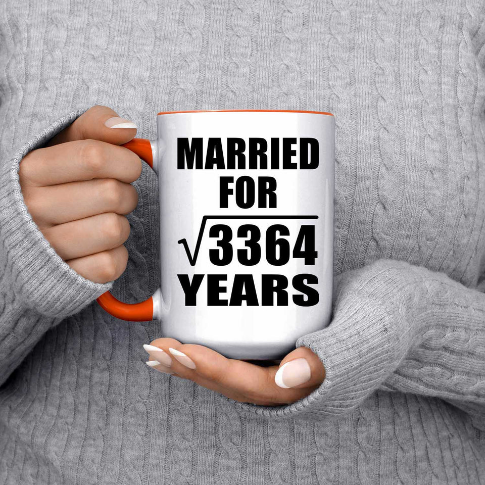 58th Anniversary Married For Square Root of 3364 Years - 15oz Accent Mug Orange
