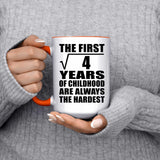 2nd Birthday Square Root of 4 Years of Childhood - 15oz Accent Mug Orange