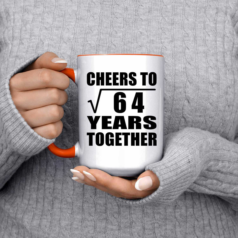 8th Anniversary Cheers To Square Root of 64 Years Together - 15oz Accent Mug Orange