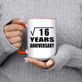 4th Anniversary Square Root of 16 Years Anniversary - 15oz Accent Mug Orange