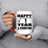 Happy 1st Anniversary Square Root of 1 Year & Counting - 15oz Accent Mug Orange