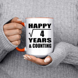 Happy 2nd Anniversary Square Root of 4 Years & Counting - 15oz Accent Mug Orange