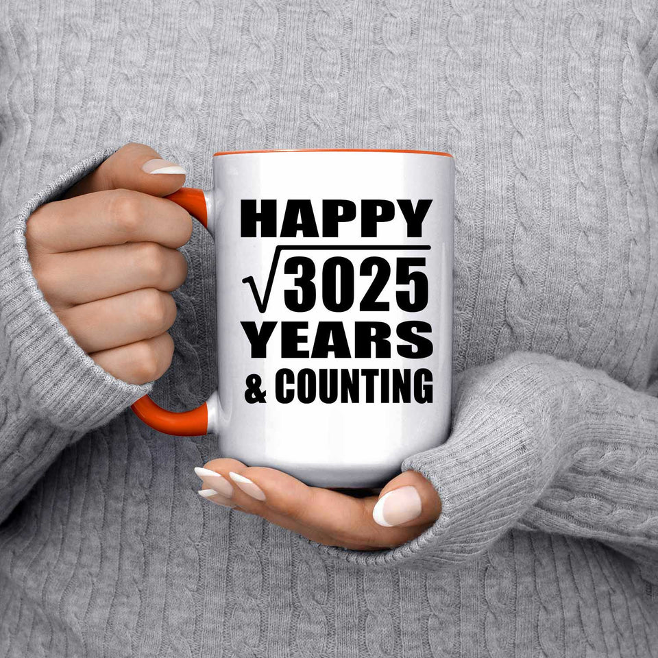 Happy 55th Anniversary Square Root of 3025 Years & Counting - 15oz Accent Mug Orange