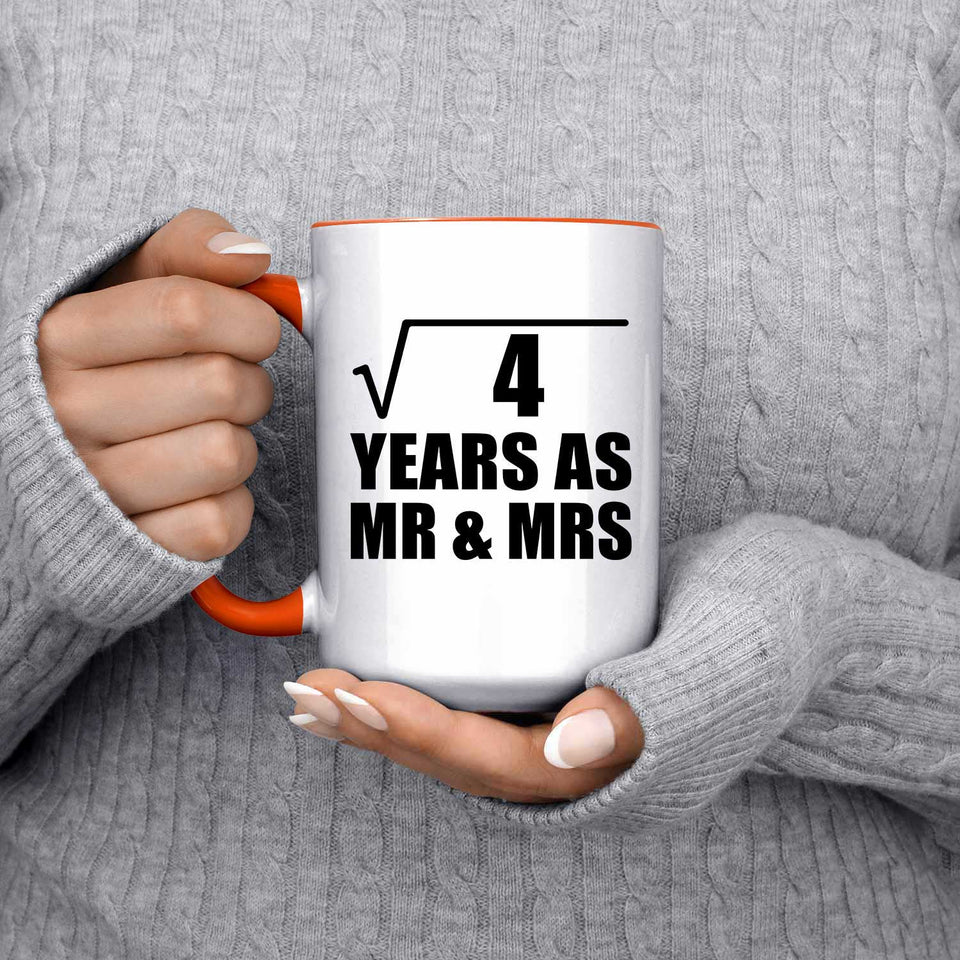 2nd Anniversary Square Root of 4 Years As Mr & Mrs - 15oz Accent Mug Orange