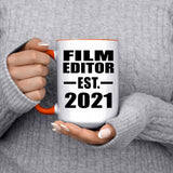 Film Editor Established EST. 2021 - 15oz Accent Mug Orange