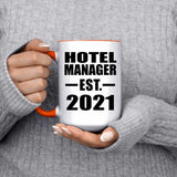 Hotel Manager Established EST. 2021 - 15oz Accent Mug Orange