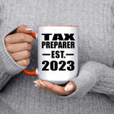 Tax Preparer Established EST. 2023 - 15oz Accent Mug Orange