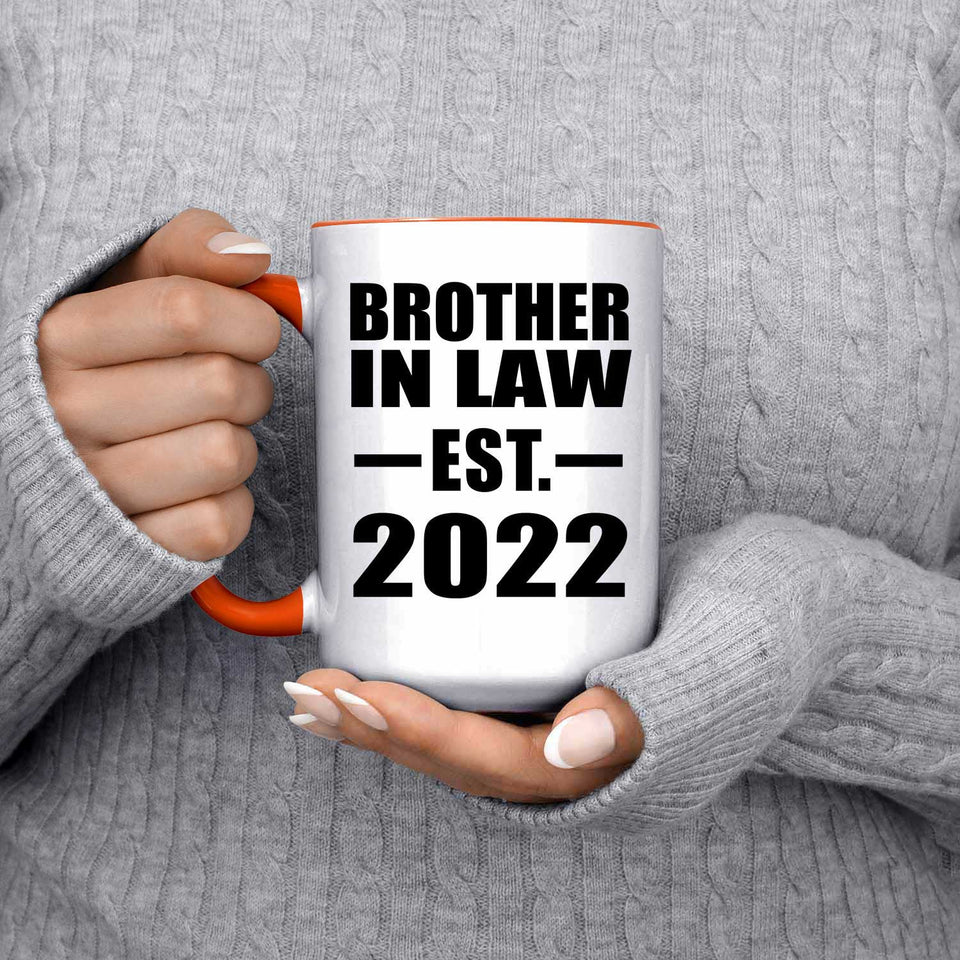 Brother In Law Established EST. 2022 - 15oz Accent Mug Orange