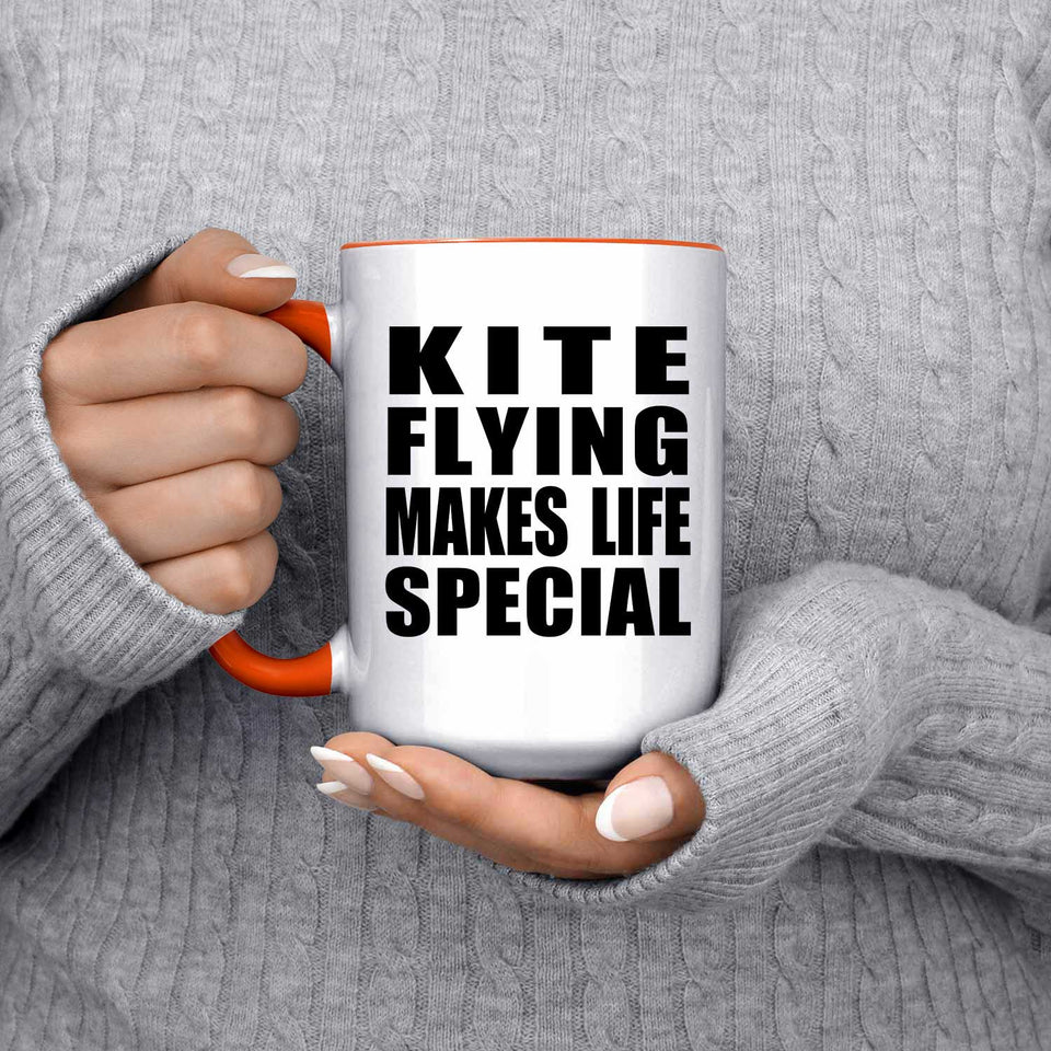 Kite Flying Makes Life Special - 15oz Accent Mug Orange