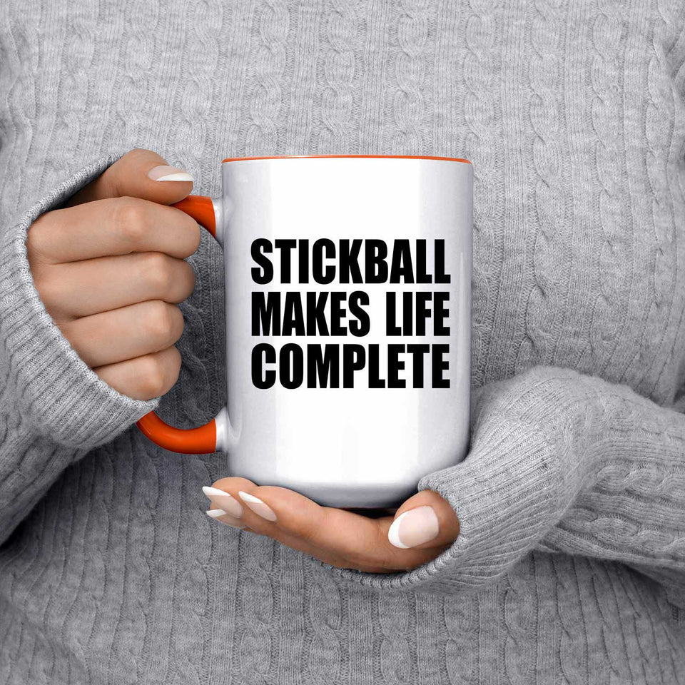 Stickball Makes Life Complete - 15oz Accent Mug Orange