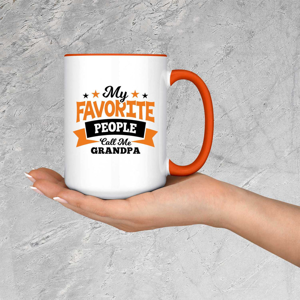 My Favorite People Call Me Grandpa - 15oz Accent Mug Orange