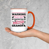 Warning This Girl Is Protected by A Crazy Grandpa - 15oz Accent Mug Orange