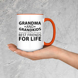 Grandma and Grandkids, Best Friends For Life - 15oz Accent Mug Orange