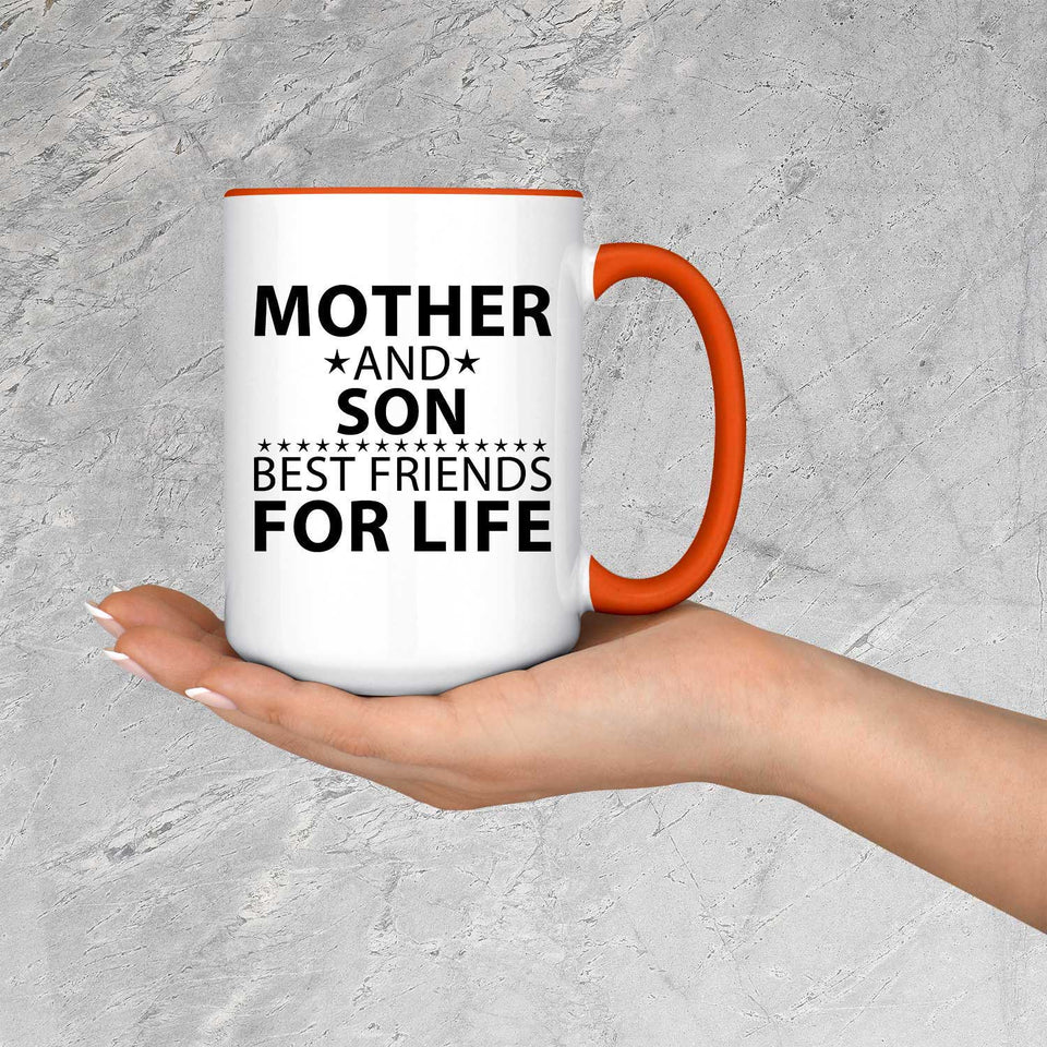 Mother and Son, Best Friends For Life - 15oz Accent Mug Orange
