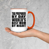 Tax Preparer By Day World's Best Mom By Night - 15oz Accent Mug Orange