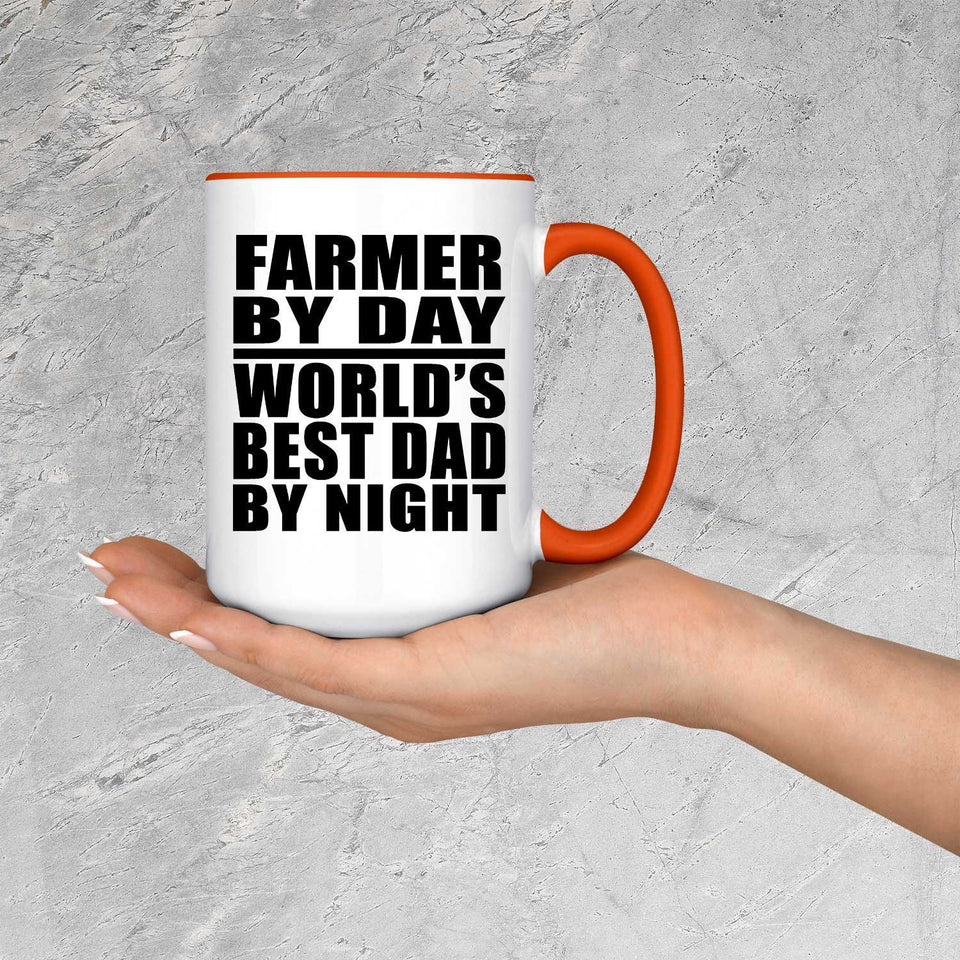 Farmer By Day World's Best Dad By Night - 15oz Accent Mug Orange