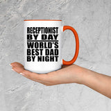 Receptionist By Day World's Best Dad By Night - 15oz Accent Mug Orange