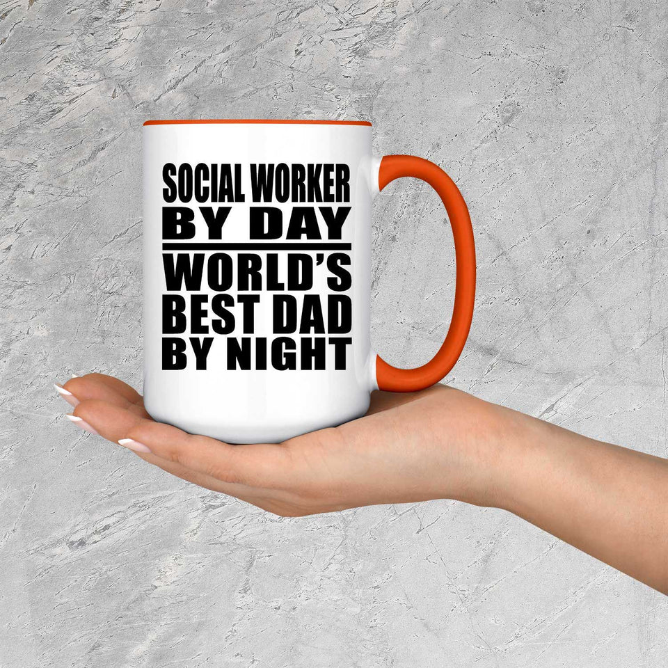 Social Worker By Day World's Best Dad By Night - 15oz Accent Mug Orange