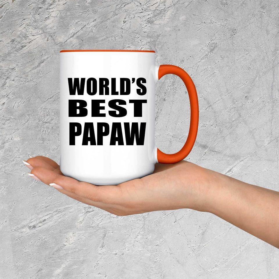 World's Best Papaw - 15oz Accent Mug Orange