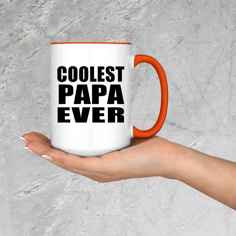 Coolest Papa (Grandpa) Ever - 15oz Accent Mug Orange