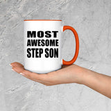Most Awesome Step Son - 15oz Accent Mug Orange