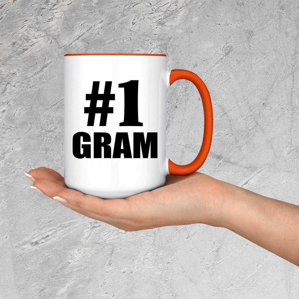 Number One #1 Gram - 15oz Accent Mug Orange