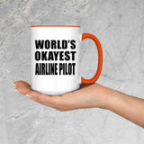 World's Okayest Airline Pilot - 15oz Accent Mug Orange