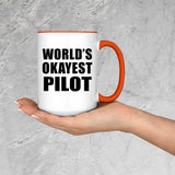 World's Okayest Pilot - 15oz Accent Mug Orange
