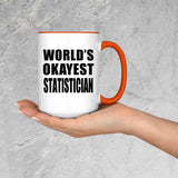 World's Okayest Statistician - 15oz Accent Mug Orange