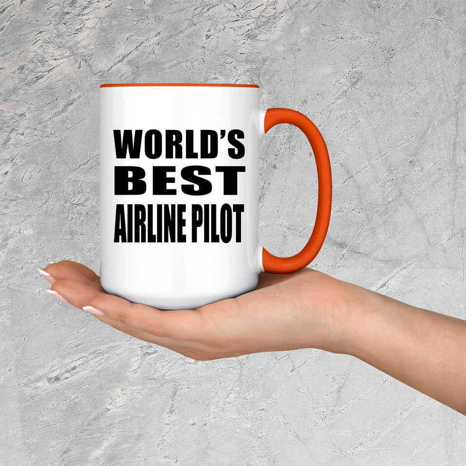 World's Best Airline Pilot - 15oz Accent Mug Orange