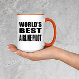 World's Best Airline Pilot - 15oz Accent Mug Orange