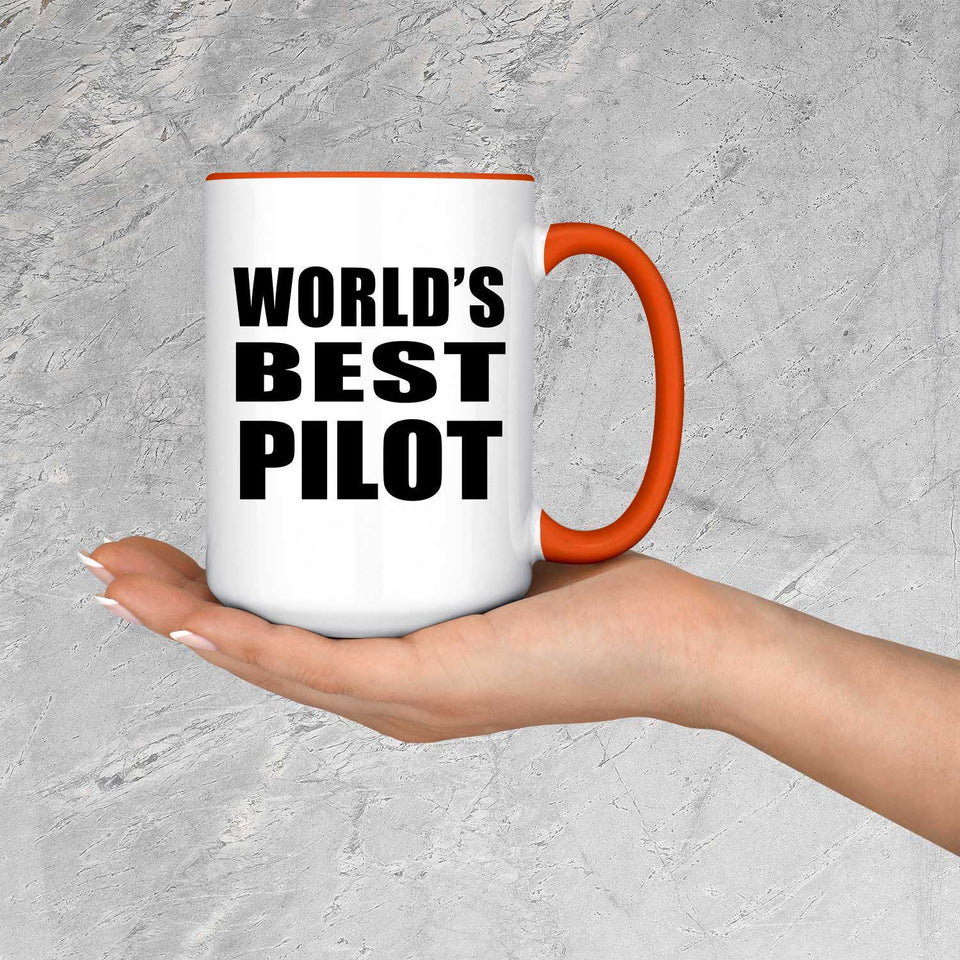 World's Best Pilot - 15oz Accent Mug Orange