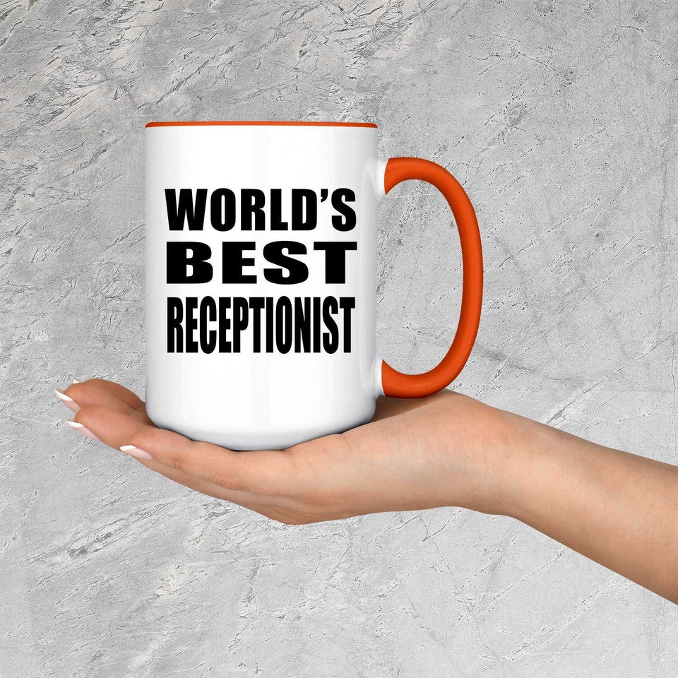 World's Best Receptionist - 15oz Accent Mug Orange