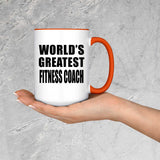 World's Greatest Fitness Coach - 15oz Accent Mug Orange