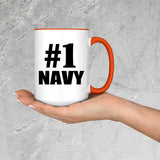 Number One #1 Navy - 15oz Accent Mug Orange