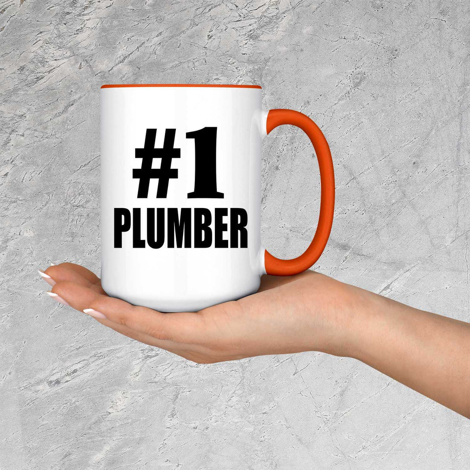 Number One #1 Plumber - 15oz Accent Mug Orange