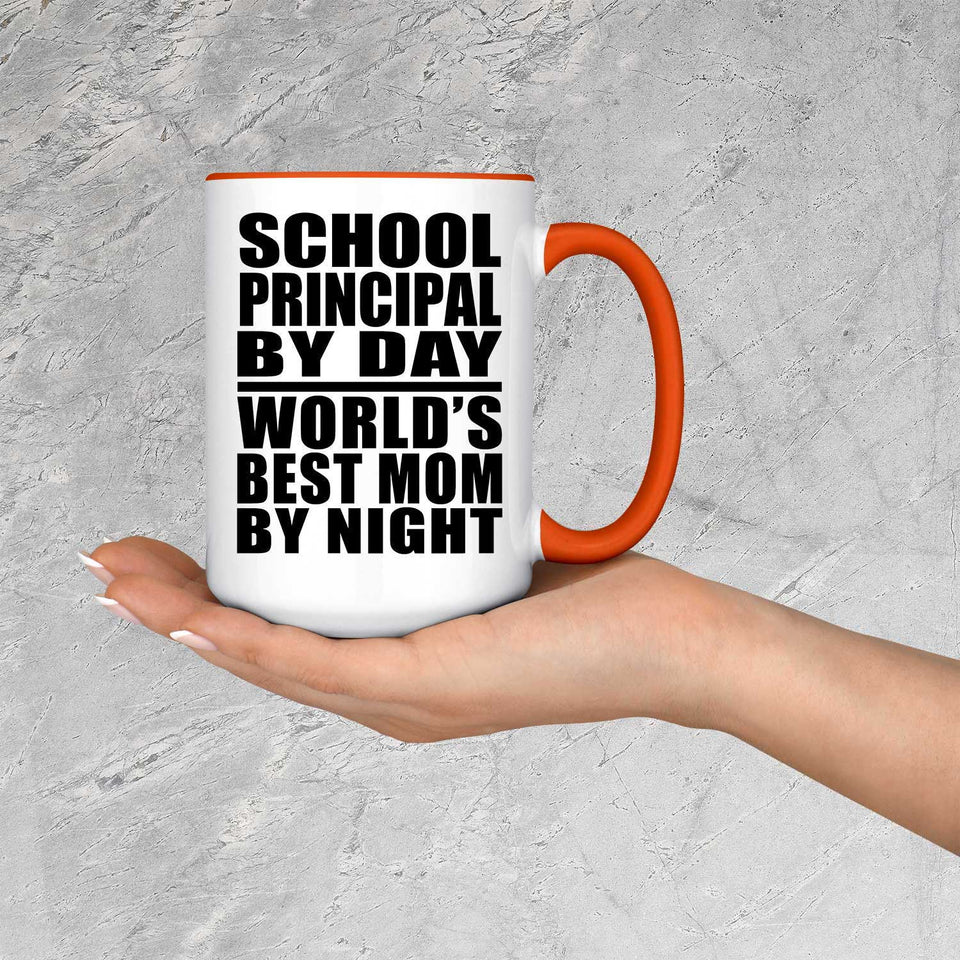 School Principal By Day World's Best Mom By Night - 15oz Accent Mug Orange